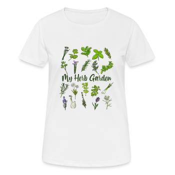 Mein Kräutergarten - Kräuter - Frauen T-Shirt atmungsaktiv - Weiß - Vorne - AI Model Female 172 dark (172cm)