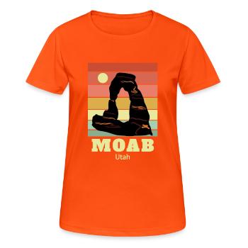 Moab, Utah - Women's Breathable T-Shirt - neon orange - Front - AI Model Female 172 dark (172cm)