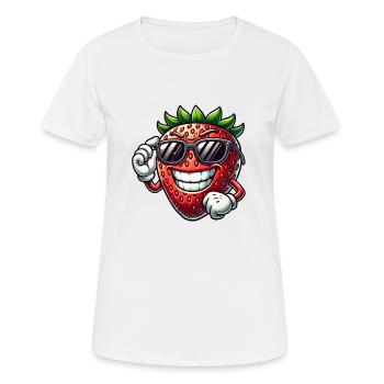 Cool Strawberry Sunglasses Fruity Design - Women's Breathable T-Shirt - white - Front - AI Model Female 172 dark (172cm)