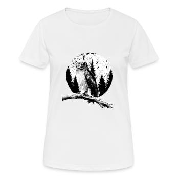 Eule, Mond, Bäume, Nachtvogel, Nacht, Raubtierliebhaber - Frauen T-Shirt atmungsaktiv - Weiß - Vorne - AI Model Female 172 dark (172cm)