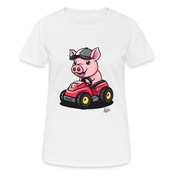 Infatigable petit cochon tracteur joyeux - T-shirt respirant Femme - blanc - Devant - AI Model Female 172 dark (172cm)