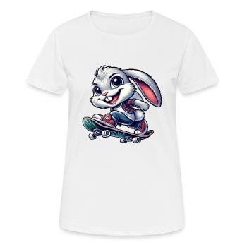 Lapin Blanc Skateboard Skateboarder Drôle - T-shirt respirant Femme - blanc - Devant - AI Model Female 172 dark (172cm)