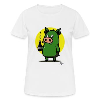Boire et fumer Grunt : le méchant Piggy Boy - T-shirt respirant Femme - blanc - Devant - AI Model Female 172 dark (172cm)