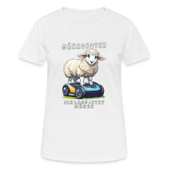 SCHAF MÄHROBOTER ICH LASS JETZT MÄHEN - Frauen T-Shirt atmungsaktiv - Weiß - Vorne - AI Model Female 172 dark (172cm)