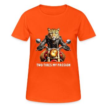 MOTO DEUX PNEUS MA PASSION - T-shirt respirant Femme - orange néon - Devant - AI Model Female 172 dark (172cm)