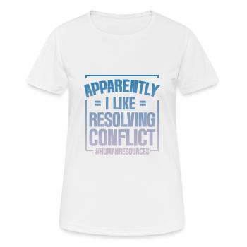 Apparemment, j’aime résoudre les conflits 4 - T-shirt respirant Femme - blanc - Devant - AI Model Female 172 dark (172cm)