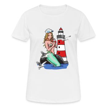 Sirène Sirène Sirène Sirène Sirène Marins Maritime Ahoy - T-shirt respirant Femme - blanc - Devant - AI Model Female 172 dark (172cm)