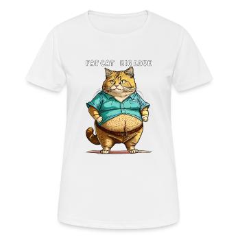 FAT CAT BIG LOVE - Women's Breathable T-Shirt - white - Front - AI Model Female 172 dark (172cm)
