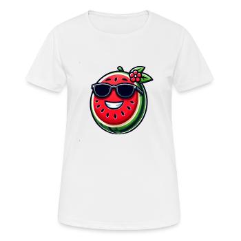 Cool watermelon with fruity sunglasses - Women's Breathable T-Shirt - white - Front - AI Model Female 172 dark (172cm)