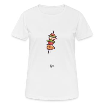 Viande grillée sur une brochette au barbecue, saison des barbecues - T-shirt respirant Femme - blanc - Devant - AI Model Female 172 dark (172cm)