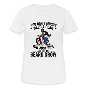 Motorrad Bart Biker Vollbart Bike Rocker - Frauen T-Shirt atmungsaktiv - Weiß - Vorne - AI Model Female 172 dark (172cm)