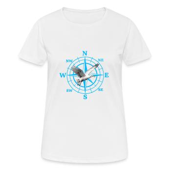 Cardinal Direction Kompas Wind Rose Seagull Maritime - Women's Breathable T-Shirt - white - Front - AI Model Female 172 dark (172cm)