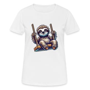 mignon paresseux balançoire dessin animé aire de jeux animal - T-shirt respirant Femme - blanc - Devant - AI Model Female 172 dark (172cm)