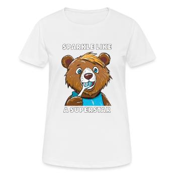 BÄR SPARKLE LIKE A SUPERSTAR - Frauen T-Shirt atmungsaktiv - Weiß - Vorne - AI Model Female 172 dark (172cm)