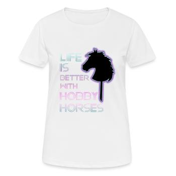LA VIE EST MEILLEURE AVEC LES CHEVAUX DE LOISIR - T-shirt respirant Femme - blanc - Devant - AI Model Female 172 dark (172cm)