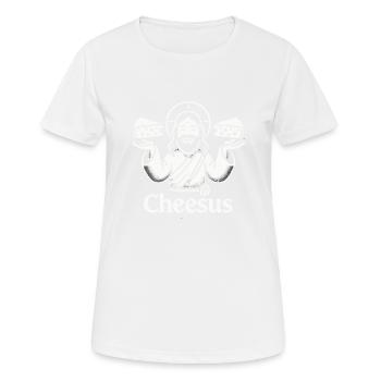 Cheesus Jesus Christian Lustig Käse Liebhaber Glaube - Frauen T-Shirt atmungsaktiv - Weiß - Vorne - AI Model Female 172 dark (172cm)