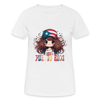 PUERTO RICO cute girl - T-shirt respirant Femme - blanc - Devant - AI Model Female 172 dark (172cm)