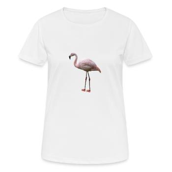 Echtes rosa Flamingo T-Shirt - Cooles Watvogel-Wortspiel - Frauen T-Shirt atmungsaktiv - Weiß - Vorne - AI Model Female 172 dark (172cm)