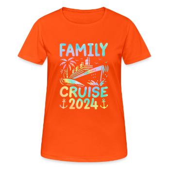 Family Cruise 2024 - Frauen T-Shirt atmungsaktiv - Neonorange - Vorne - AI Model Female 172 dark (172cm)