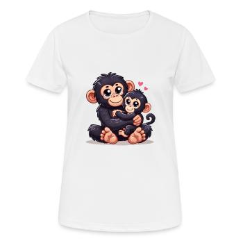 Loving Chimpanzee Parent with Child - Frauen T-Shirt atmungsaktiv - Weiß - Vorne - AI Model Female 172 dark (172cm)