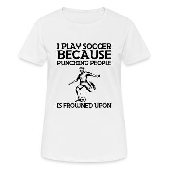 Fußballmannschaft Fußballdesign Fußballspieler - Frauen T-Shirt atmungsaktiv - Weiß - Vorne - AI Model Female 172 dark (172cm)