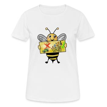 Biene protestiert gegen Rasenmäher für mehr Blüten - Frauen T-Shirt atmungsaktiv - Weiß - Vorne - AI Model Female 172 dark (172cm)