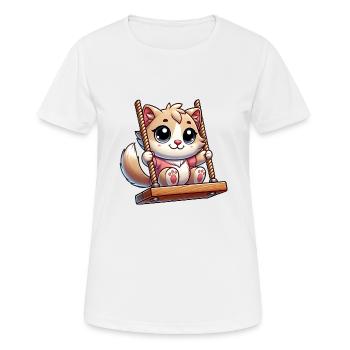 chat mignon bercement dessin animé aire de jeux amusant - T-shirt respirant Femme - blanc - Devant - AI Model Female 172 dark (172cm)