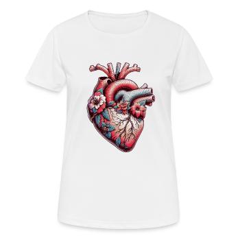 Coeur Anatomique avec Fleurs - T-shirt respirant Femme - blanc - Devant - AI Model Female 172 dark (172cm)