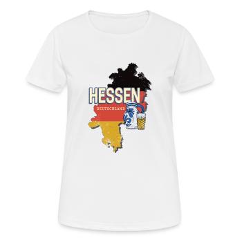 Hesse Allemagne Carte de l’État Souvenir - T-shirt respirant Femme - blanc - Devant - AI Model Female 172 dark (172cm)