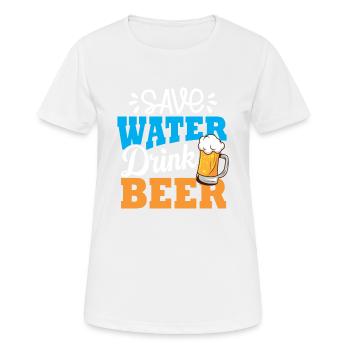 Économiser de l’eau Boire de la bière - T-shirt respirant Femme - blanc - Devant - AI Model Female 172 dark (172cm)