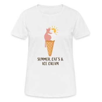 Summer Cats& Ice Cream - Women's Breathable T-Shirt - white - Front - AI Model Female 172 dark (172cm)