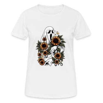 Creepy Ghost With Sunflowers - Frauen T-Shirt atmungsaktiv - Weiß - Vorne - AI Model Female 172 dark (172cm)