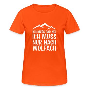 Wolfach I Schwarzwald Urlaub Motiv für Wäller - Frauen T-Shirt atmungsaktiv - Neonorange - Vorne - AI Model Female 172 dark (172cm)