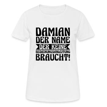 Vorname Damian - Frauen T-Shirt atmungsaktiv - Weiß - Vorne - AI Model Female 172 dark (172cm)