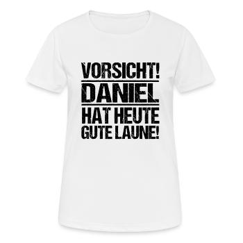 First name Daniel - Women's Breathable T-Shirt - white - Front - AI Model Female 172 dark (172cm)
