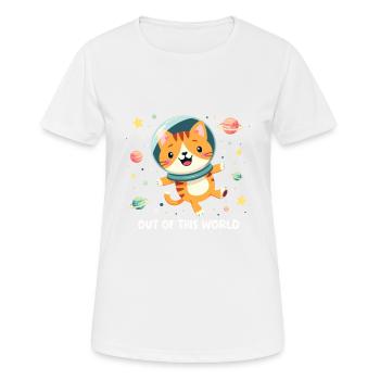 CHAT DE L’ESPACE GALAXY - T-shirt respirant Femme - blanc - Devant - AI Model Female 172 dark (172cm)