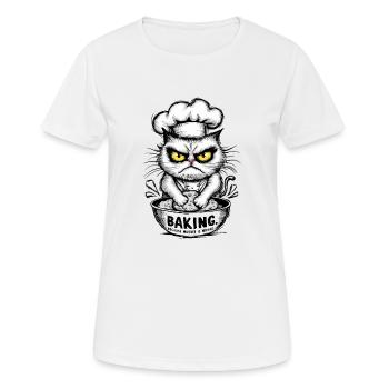 Funny Annoyed Cat Baker Design - Women's Breathable T-Shirt - white - Front - AI Model Female 172 dark (172cm)