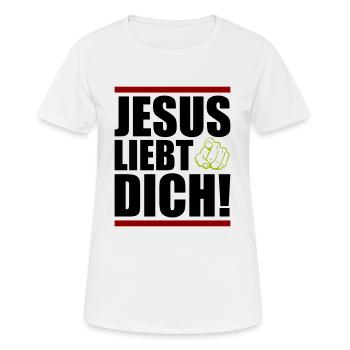 jesus liebt dich - Frauen T-Shirt atmungsaktiv - Weiß - Vorne - AI Model Female 172 dark (172cm)