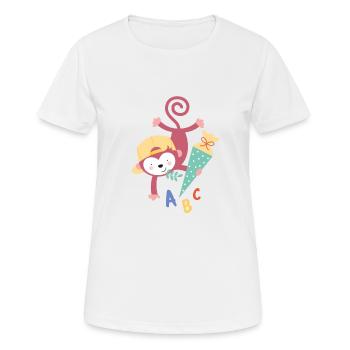 Singe avec cône d’école inscription à l’école - T-shirt respirant Femme - blanc - Devant - AI Model Female 172 dark (172cm)