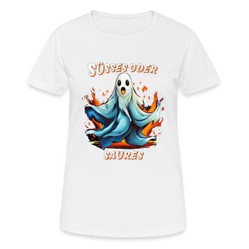 GEIST HALLOWEEN SÜSSES ODER SAURES - Frauen T-Shirt atmungsaktiv - Weiß - Vorne - AI Model Female 172 dark (172cm)