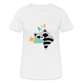 Raton laveur avec cône d’école inscription à l’école - T-shirt respirant Femme - blanc - Devant - AI Model Female 172 dark (172cm)