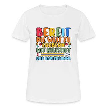 Daycare Leavers Back to School School Child Enrollment - Women's Breathable T-Shirt - white - Front - AI Model Female 172 dark (172cm)