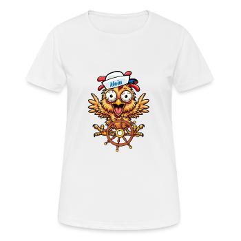 verrücktes lustiges Huhn Steuermann maritim - Frauen T-Shirt atmungsaktiv - Weiß - Vorne - AI Model Female 172 dark (172cm)