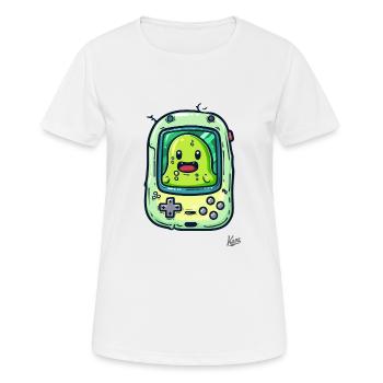 Gaming-Konsole und grüner Blob-Spieler - Frauen T-Shirt atmungsaktiv - Weiß - Vorne - AI Model Female 172 dark (172cm)