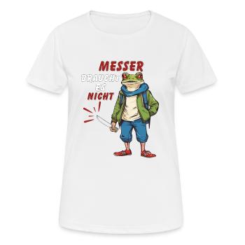 MESSER BRAUCHT ES NICHT - Frauen T-Shirt atmungsaktiv - Weiß - Vorne - AI Model Female 172 dark (172cm)