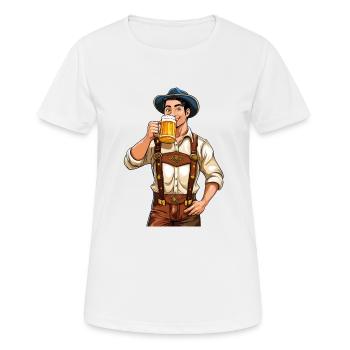 MANN BIERKRUG - Frauen T-Shirt atmungsaktiv - Weiß - Vorne - AI Model Female 172 dark (172cm)