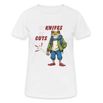 NO KNIVES NO CUTS - Women's Breathable T-Shirt - white - Front - AI Model Female 172 dark (172cm)