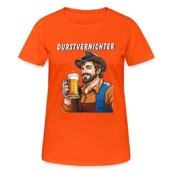 Bière MAN - T-shirt respirant Femme - orange néon - Devant - AI Model Female 172 dark (172cm)