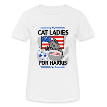 Ladies for Herris. Cat ladies - Women's Breathable T-Shirt - white - Front - AI Model Female 172 dark (172cm)