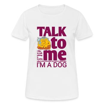 Haut-parleur pour chien - T-shirt respirant Femme - blanc - Devant - AI Model Female 172 dark (172cm)